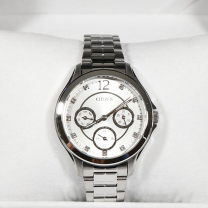 Citizen Women's White Crystal Dial Stainless Steel Watch ED8140-57A