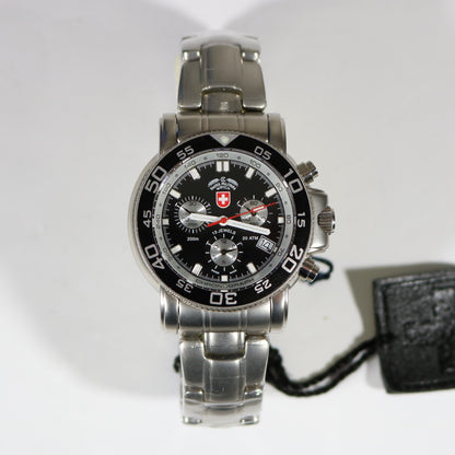 Swiss Military Stainless Steel Black Dial Navy Diver Chronograph Men's Watch SM1831 - Chronobuy