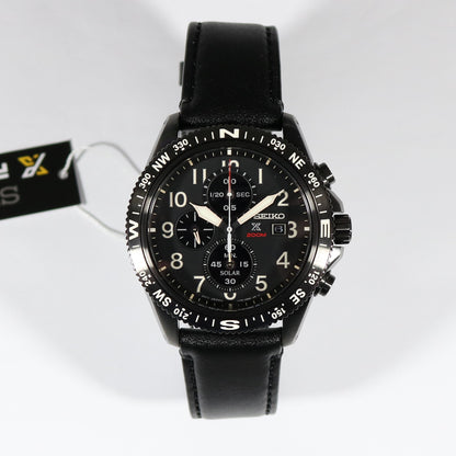 Seiko Prospex Land Solar Chronograph Men's Black Leather Strap Watch SSC707P1