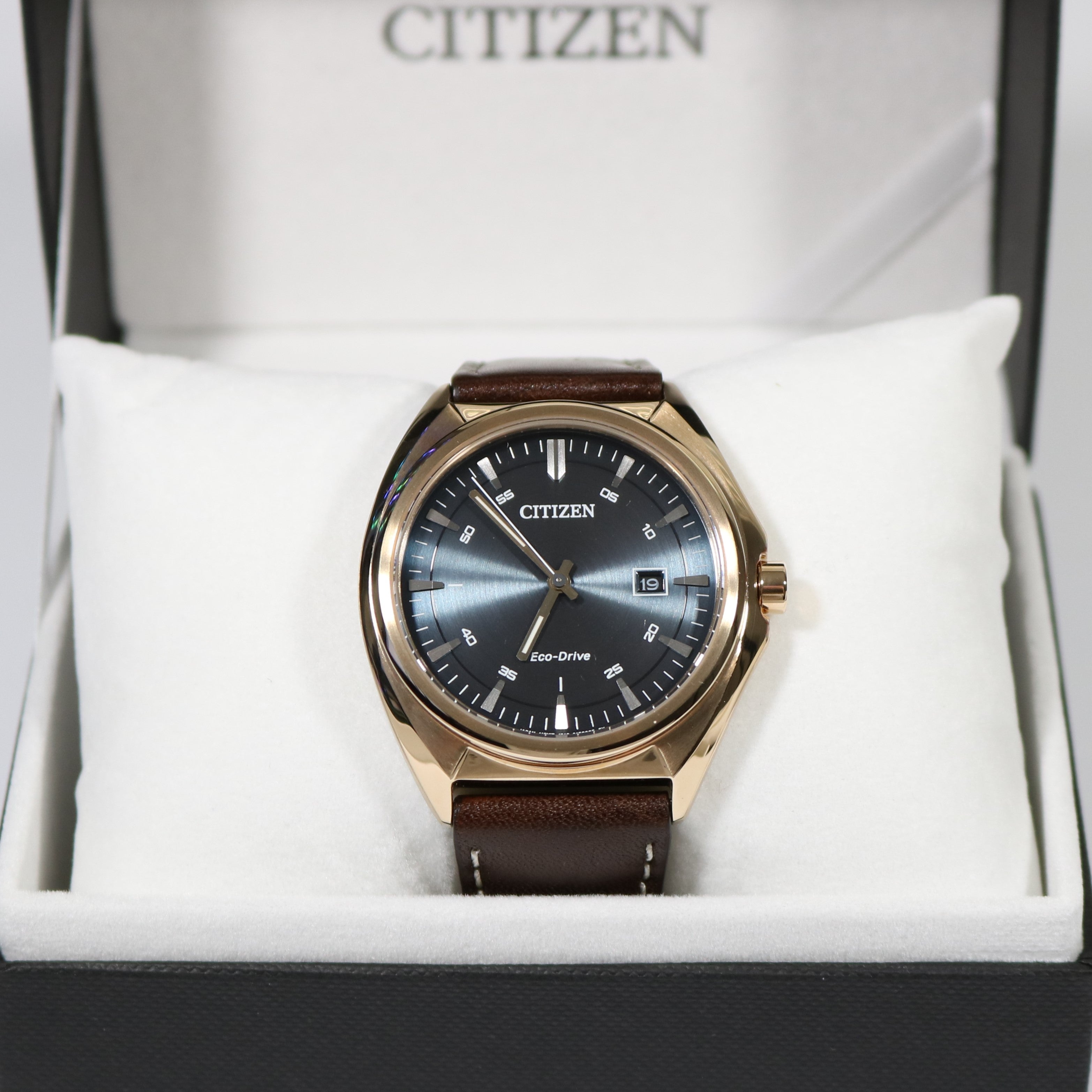 Citizen Eco Drive Gold Tone Blue Dial Elegant Men's Watch AW1573-11L - Chronobuy