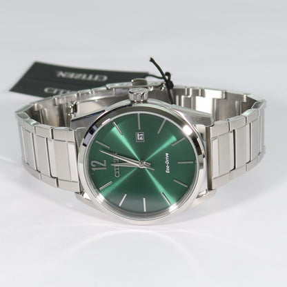 Citizen Eco-Drive Men's Green Dial Stainless Steel Watch BM7410-51X - Chronobuy