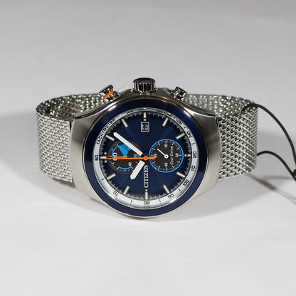 Citizen Eco Drive Blue Dial Mesh Strap Chronograph Men's Watch CA7011-83L