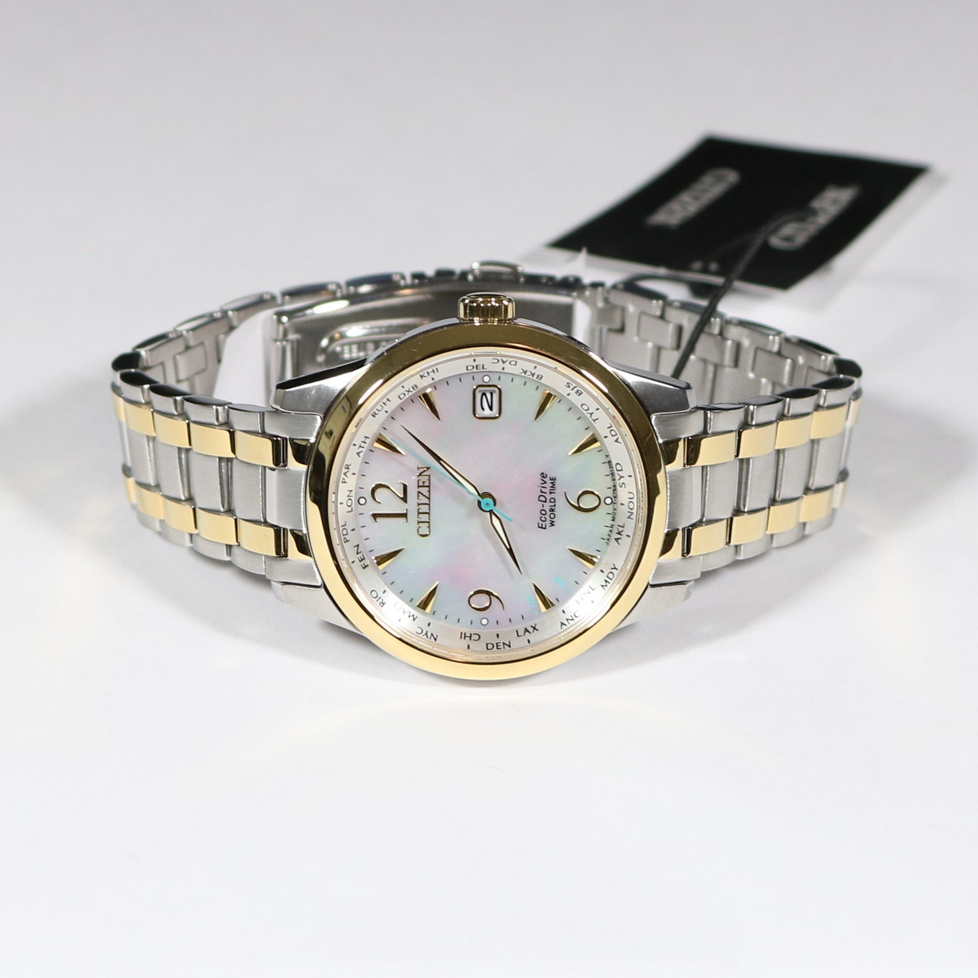 Citizen Eco-Drive Mother Of Pearl World Time Women's Watch FC8008-88D