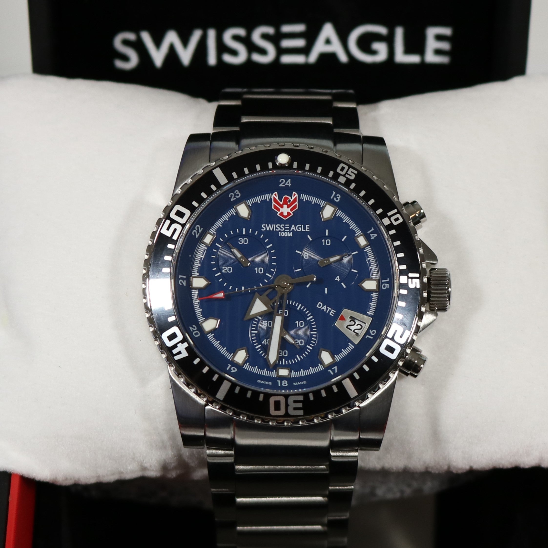 Swiss Eagle Sea Ranger Blue Dial Chronograph Watch SE-9005-33 - Chronobuy