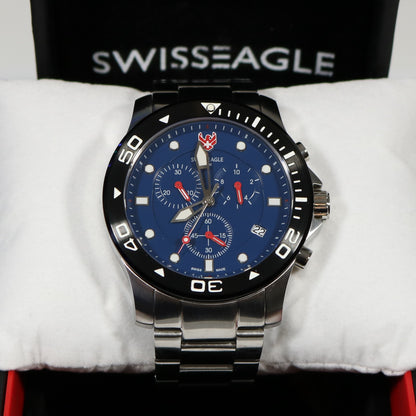 Swiss Eagle Sea Bridge Blue Dial Chronograph Men's Watch SE-9001-22 - Chronobuy