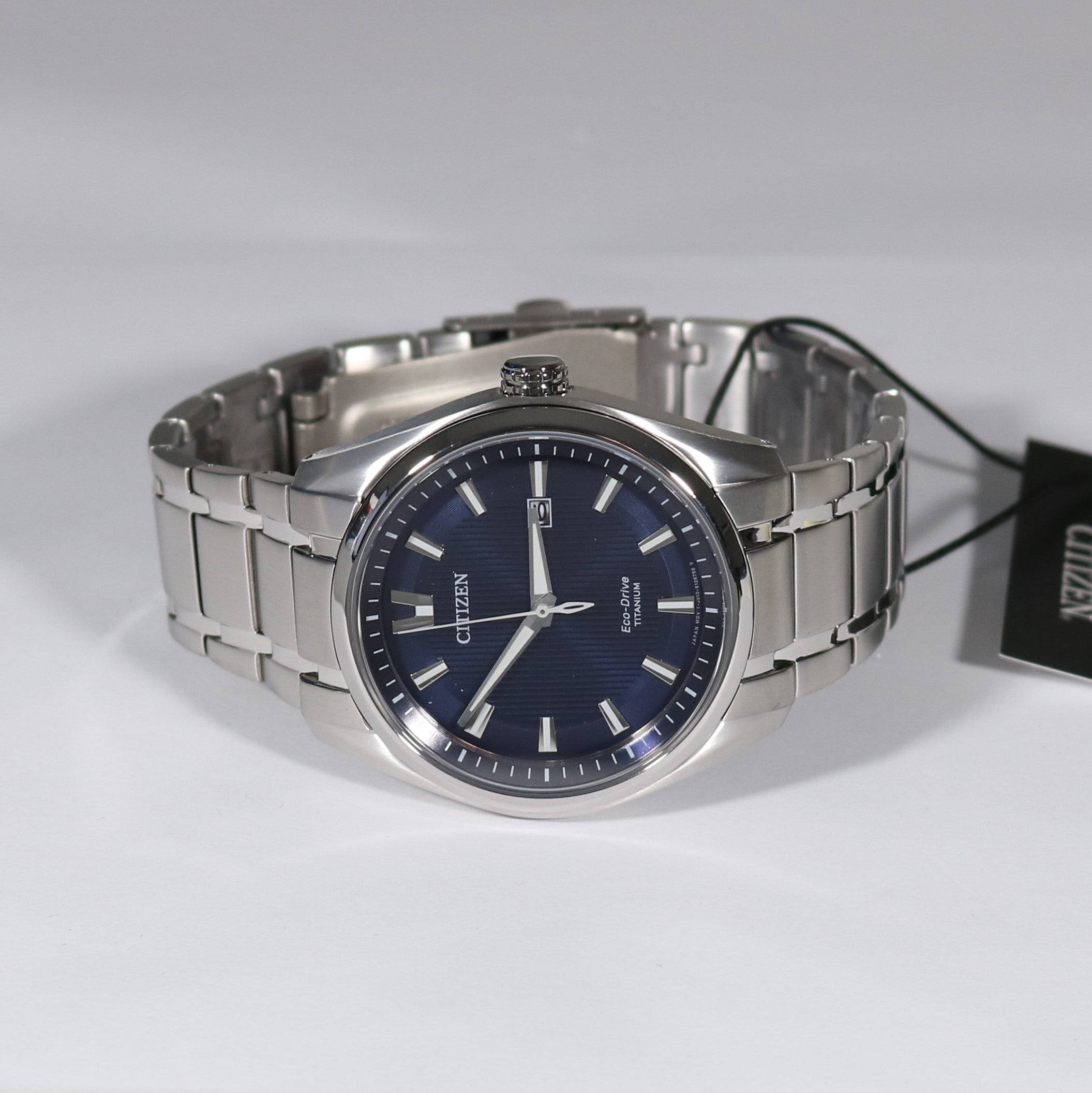 Citizen Eco Drive Titanium Blue Dial Men's Dress Watch AW1240-57L - Chronobuy