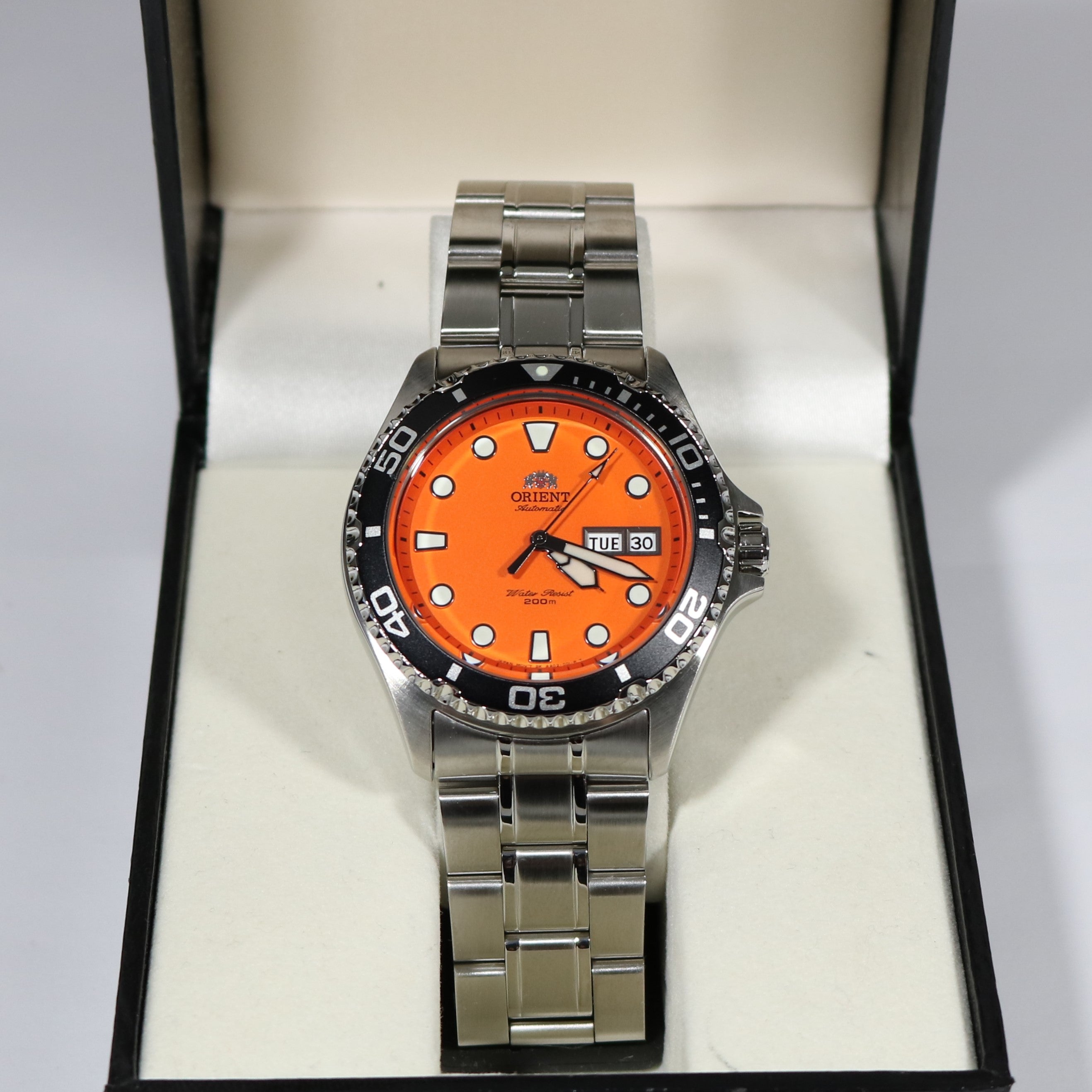 Orient Ray Raven II Orange Dial Automatic Watch FAA02006M - Chronobuy