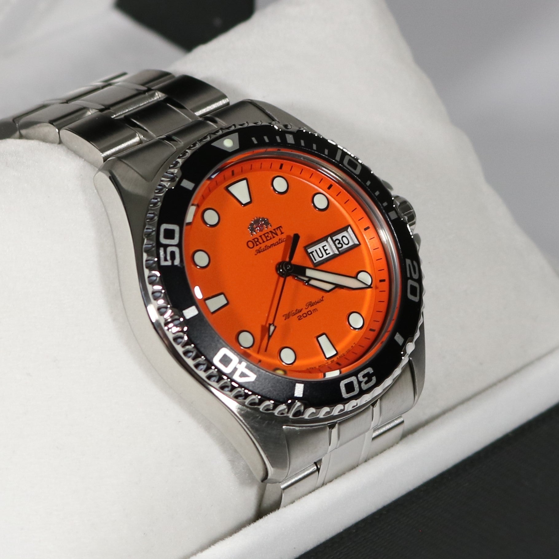 Orient Ray Raven II Orange Dial Automatic Watch FAA02006M - Chronobuy