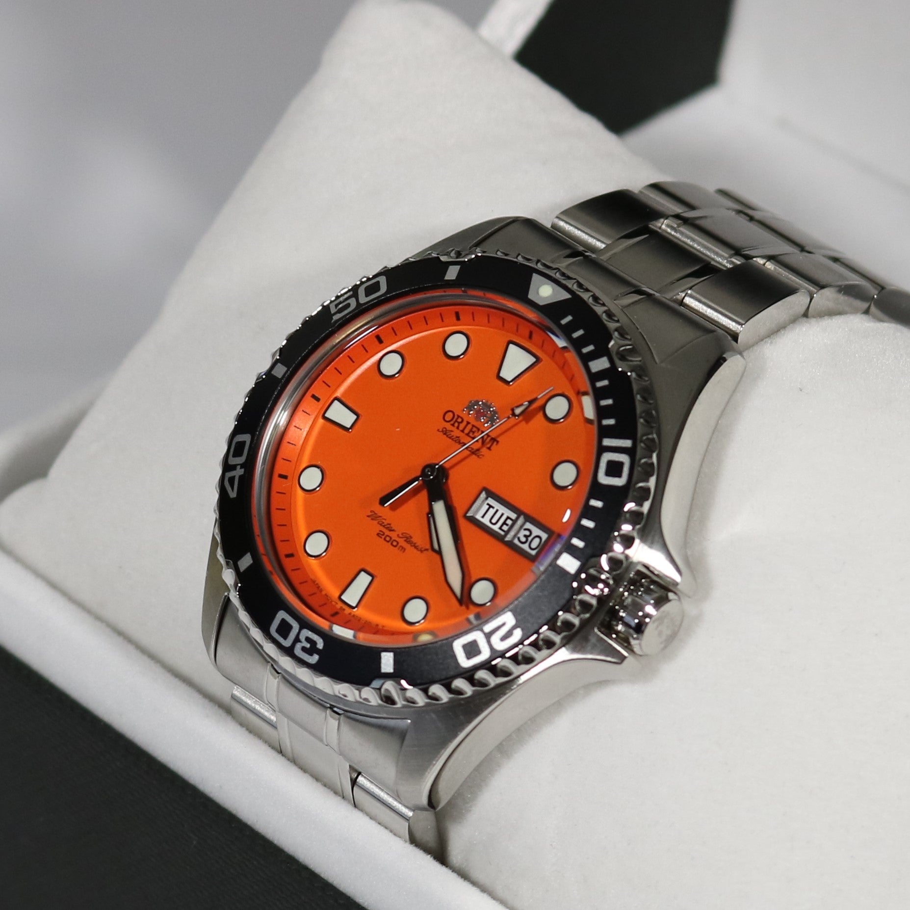 Orient Ray Raven II Orange Dial Automatic Watch FAA02006M - Chronobuy