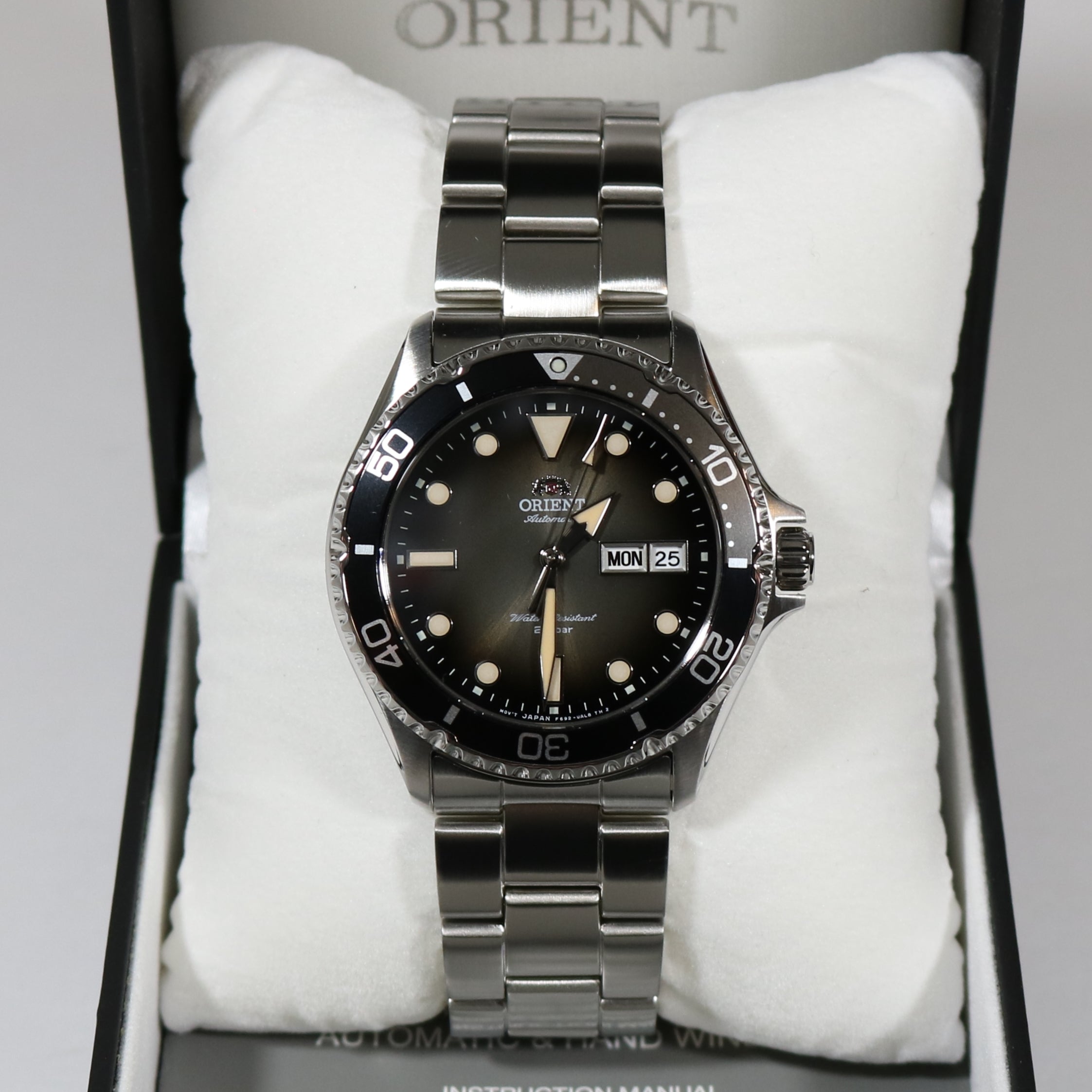 Orient Black Gradient Dial Kamasu Automatic Men's Stainless Steel Watch RA-AA0810N19B