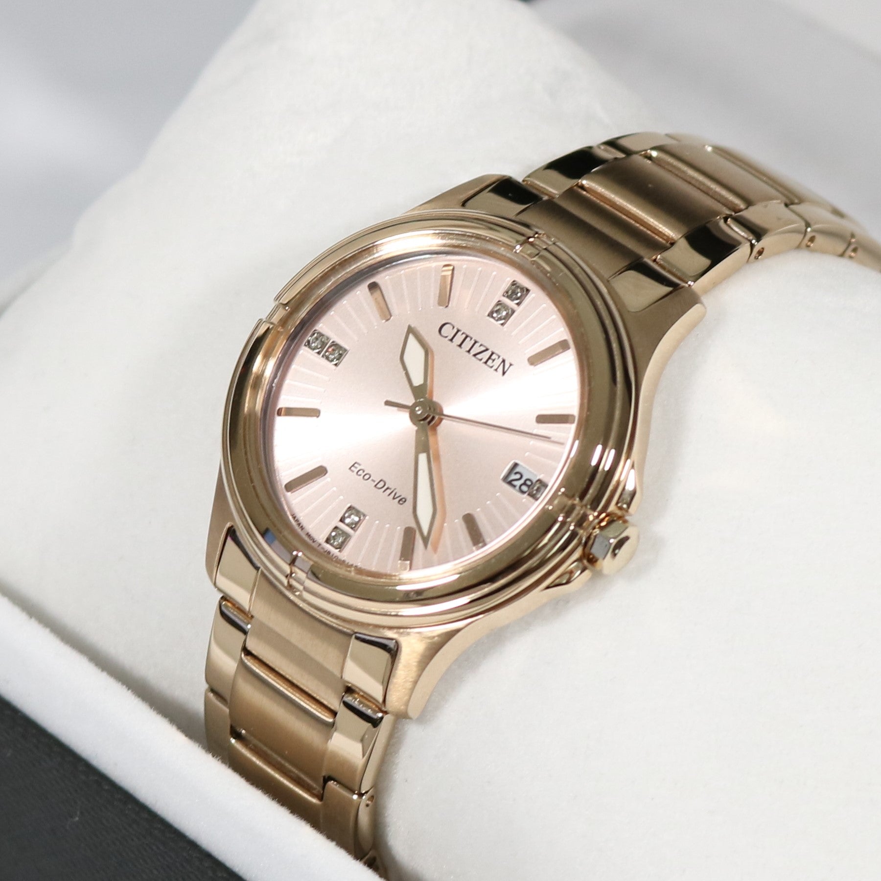 Citizen Eco Drive Rose Gold Tone Elegant Women's Watch FE6053-57W - Chronobuy