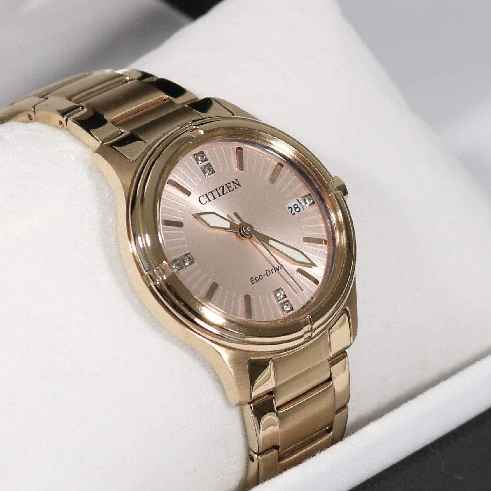 Citizen Eco Drive Rose Gold Tone Elegant Women's Watch FE6053-57W - Chronobuy