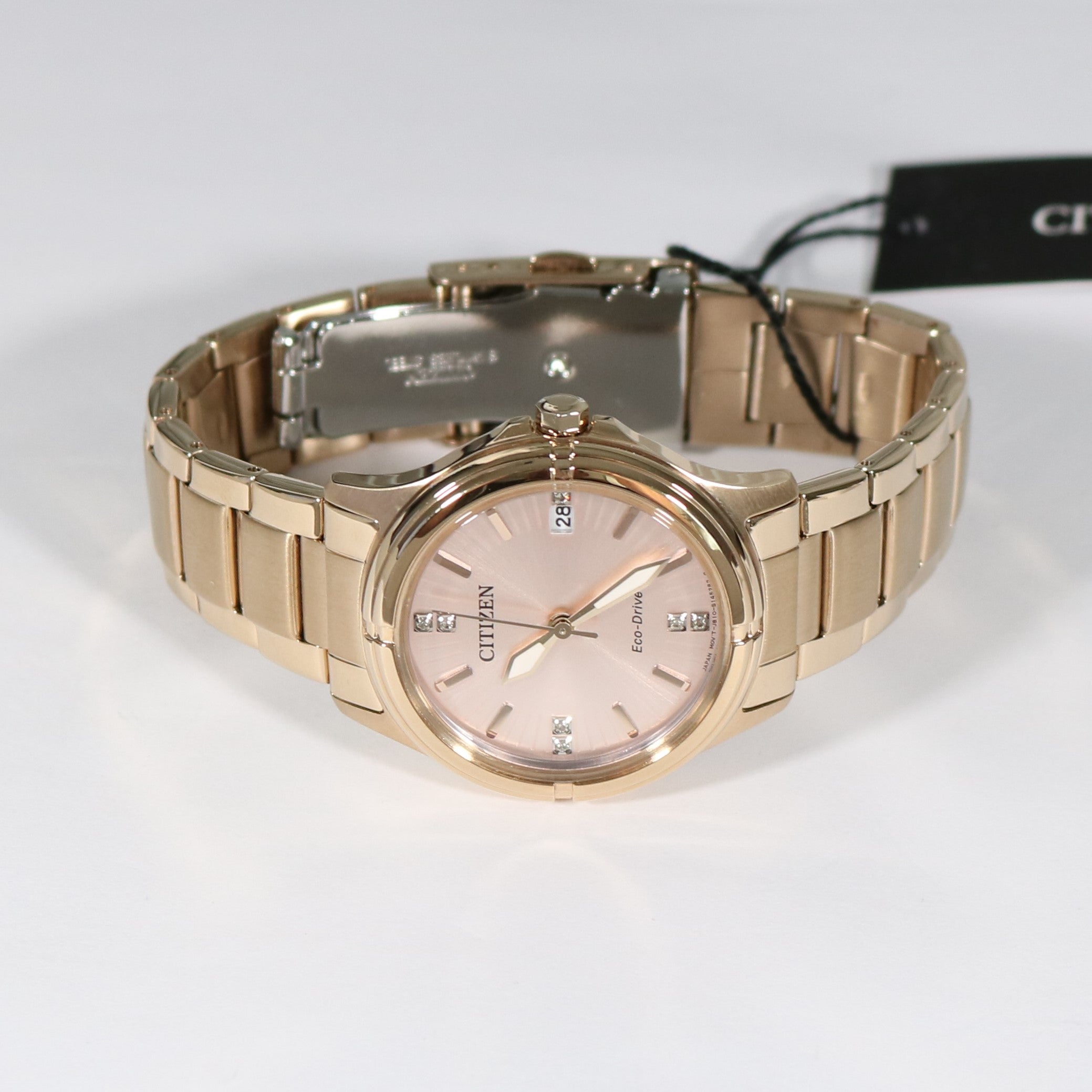 Citizen Eco Drive Rose Gold Tone Elegant Women's Watch FE6053-57W - Chronobuy