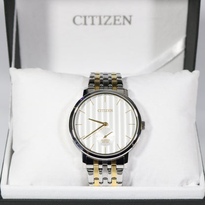 Citizen Quartz Two Tone White Textured Dial Men's Watch BE9174-55A - Chronobuy