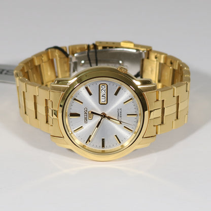 Seiko 5 Gold Tone Silver Dial Men's Automatic Watch SNKK74K1