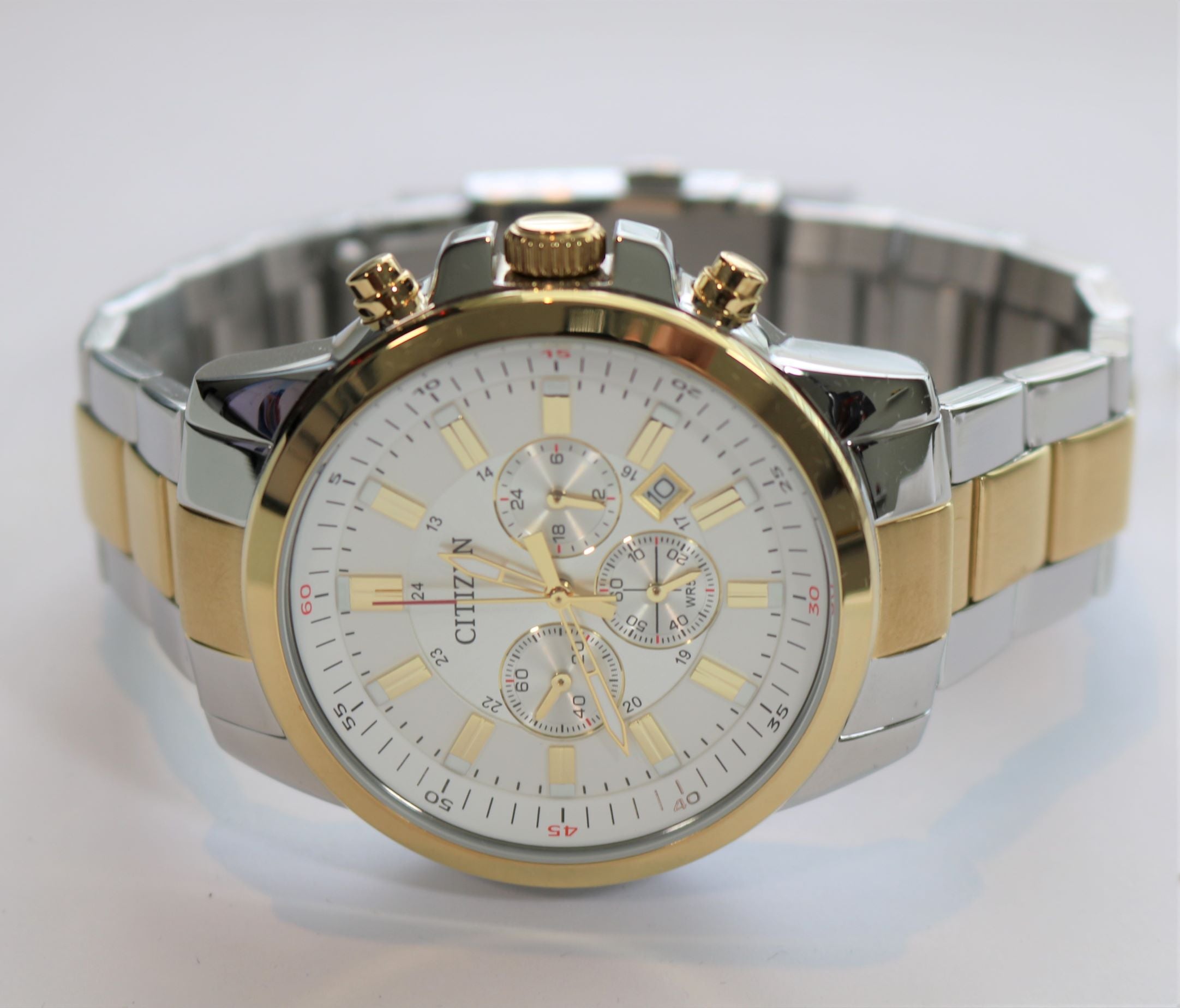 Citizen White Dial Men's Two-Tone Chronograph Watch AN8084-59A - Chronobuy