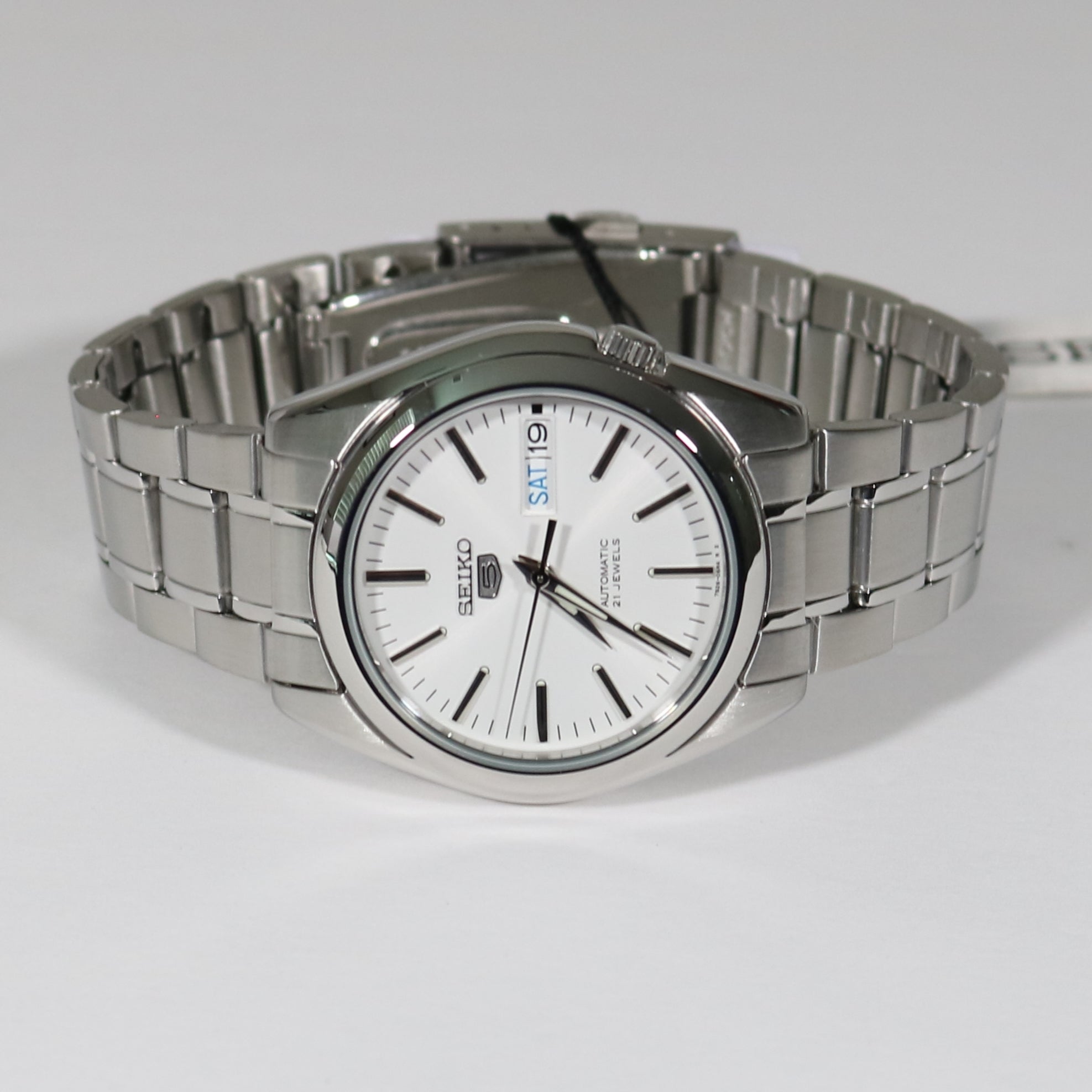 Seiko 5 White Dial Men's Stainless Steel Automatic Watch SNKL41K1