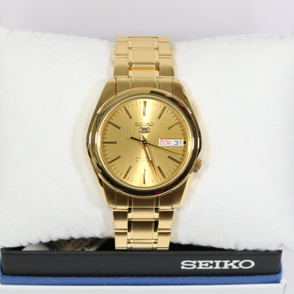 Seiko 5 Automatic Gold Tone Stainless Steel Gold Dial Men's Watch SNKL48K1