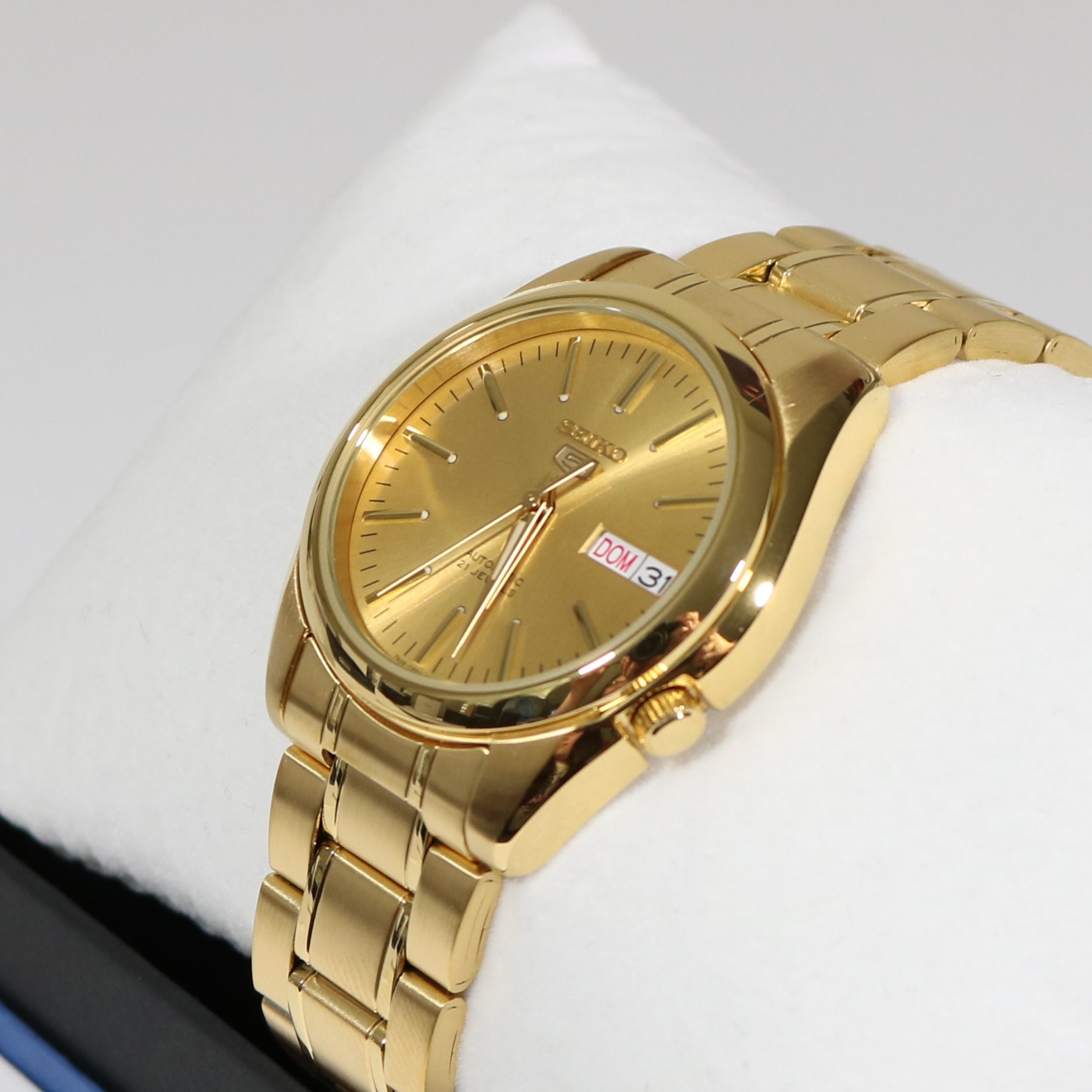 Seiko 5 Automatic Gold Tone Stainless Steel Gold Dial Men's Watch SNKL48K1