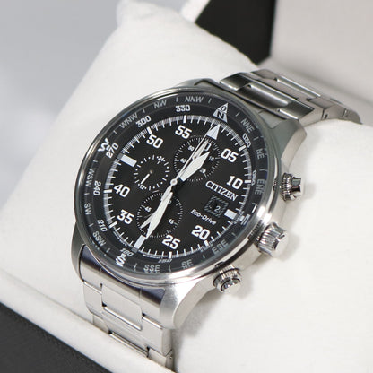 Citizen Eco-Drive Aviator Pilots Stainless Steel Watch CA0690-88E - Chronobuy