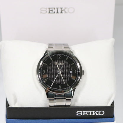 Seiko Classic Quartz Stainless Steel Black Dial Men's Watch SGEH81P1 - Chronobuy