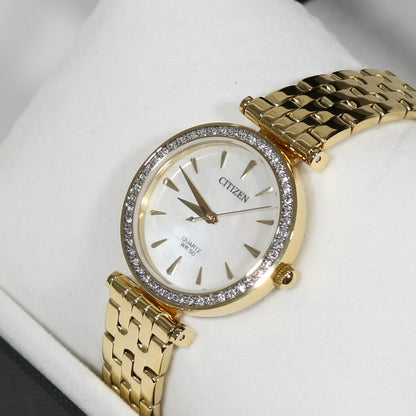 Citizen Quartz Gold Tone Mother Of Pear Dial Women's Dress Watch ER0212-50Y