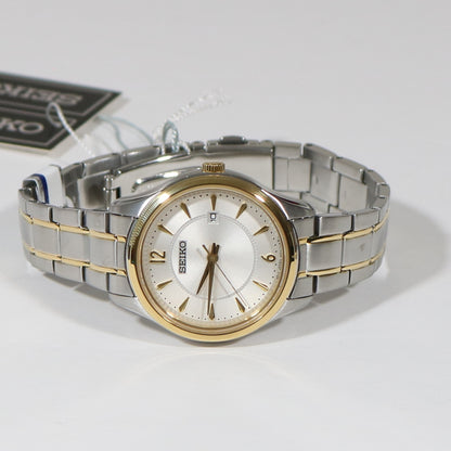 Seiko Quartz Two Tone Women's White Dial Sapphire Crystal Watch SUR474P1