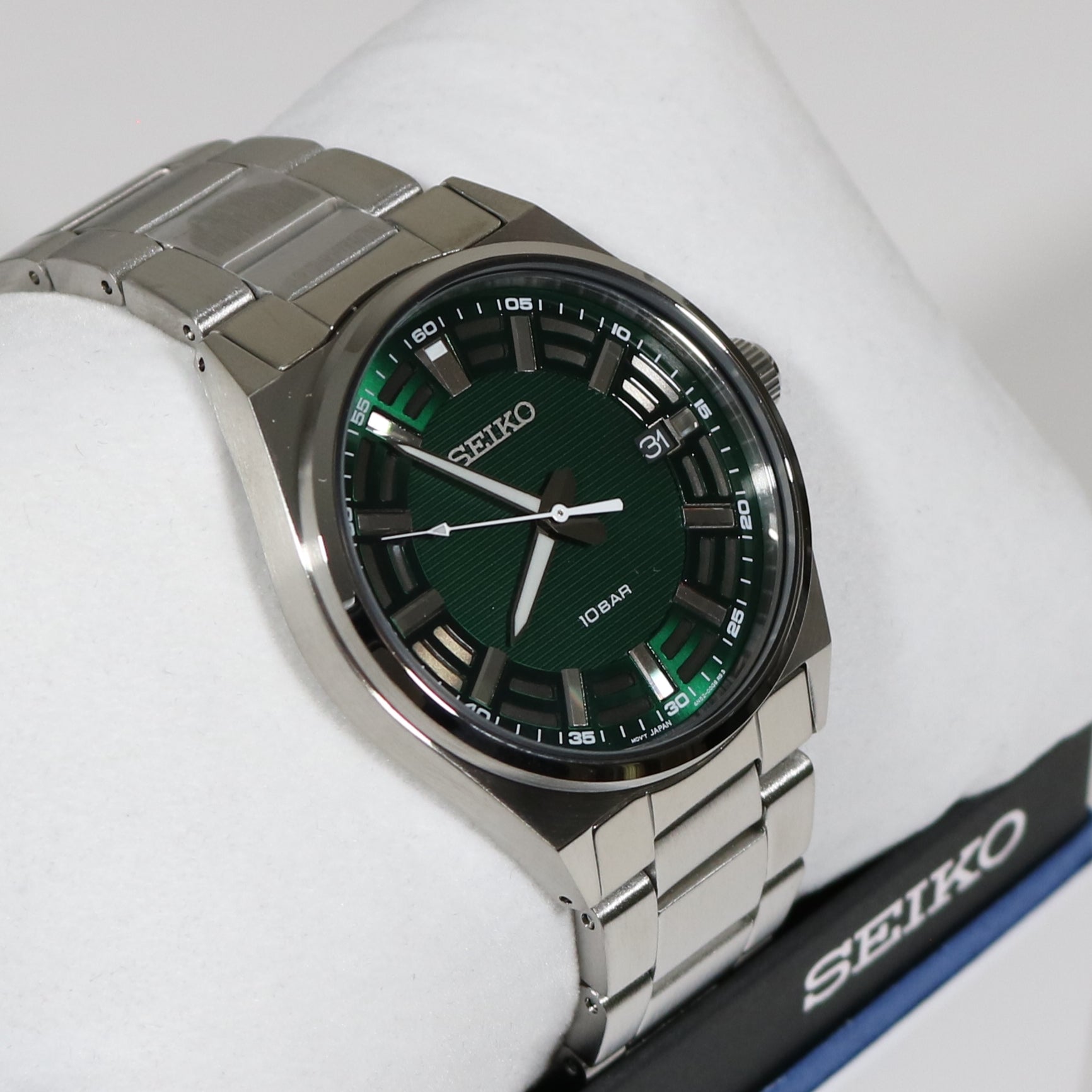 Seiko Quartz Green Dial Stainless Steel Men's Watch SUR503P1