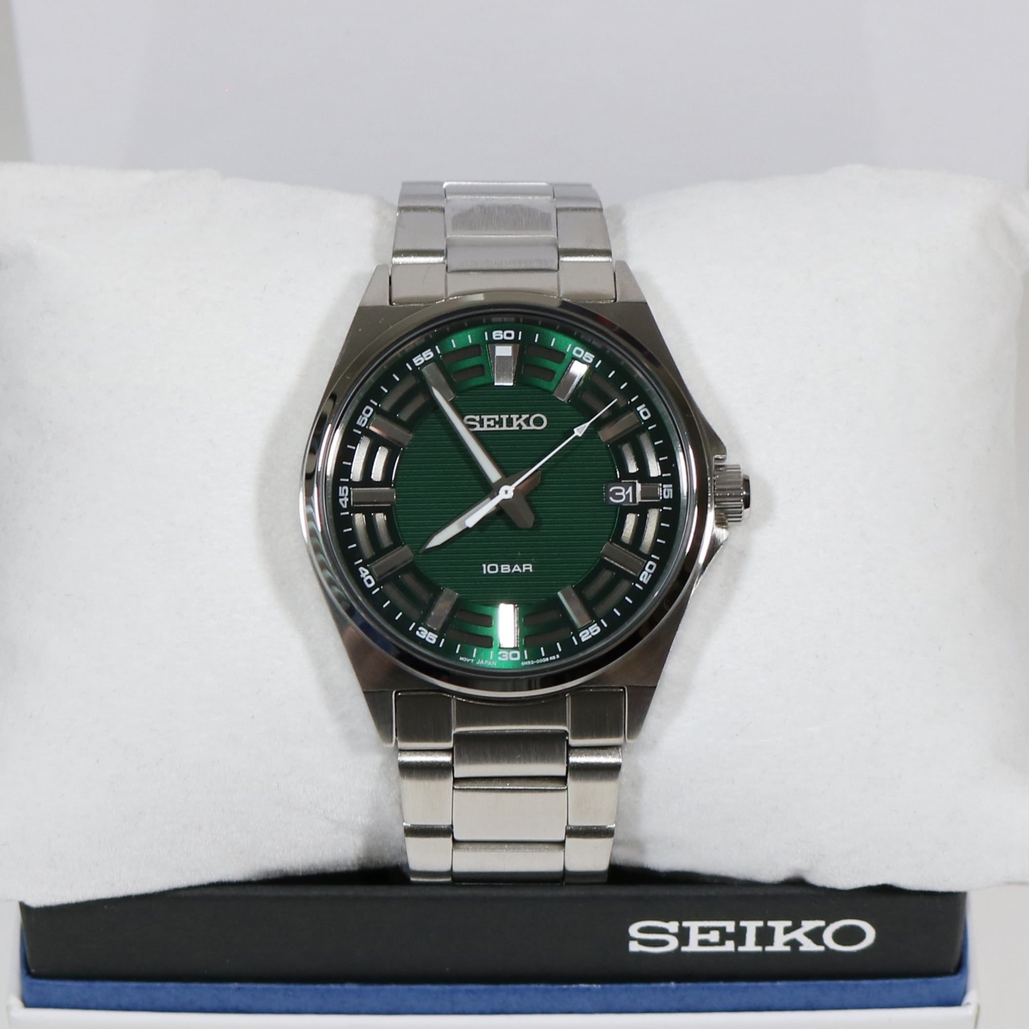 Seiko Quartz Green Dial Stainless Steel Men's Watch SUR503P1