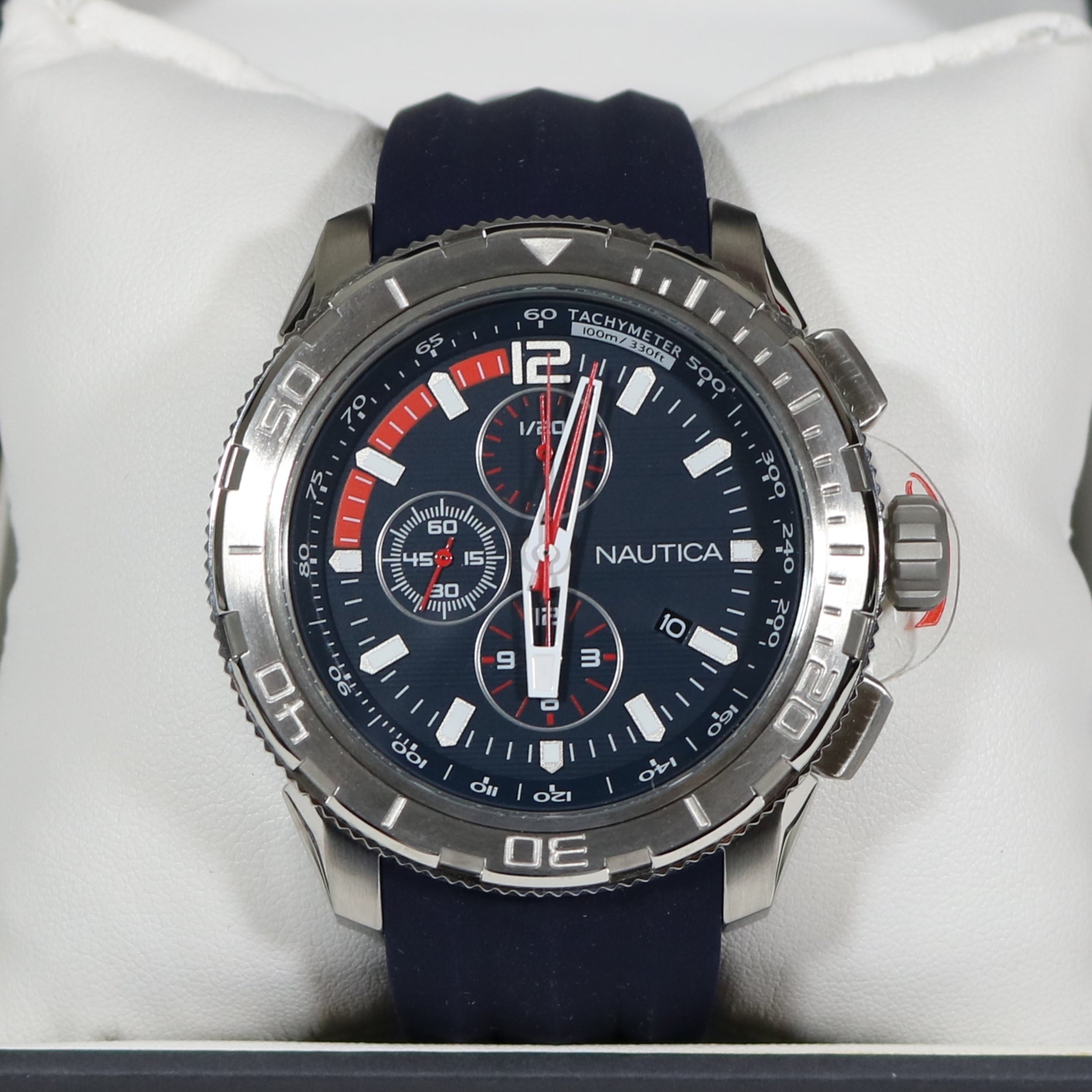 Nautica Quartz Men's Sports Chronograph Blue Rubber Strap Watch A18724G