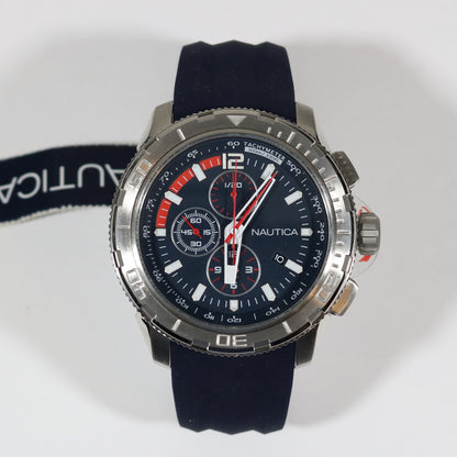 Nautica Quartz Men's Sports Chronograph Blue Rubber Strap Watch A18724G