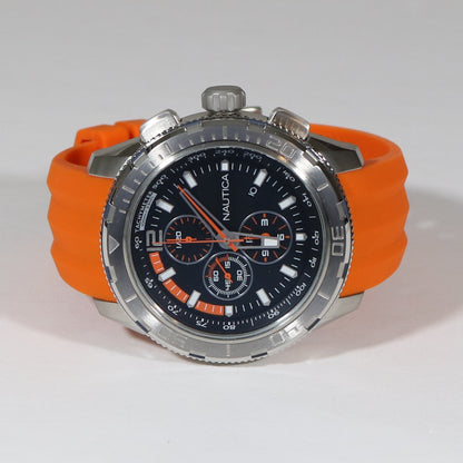 Nautica Quartz Men's Sports Chronograph Orange Rubber Strap Watch A18723G