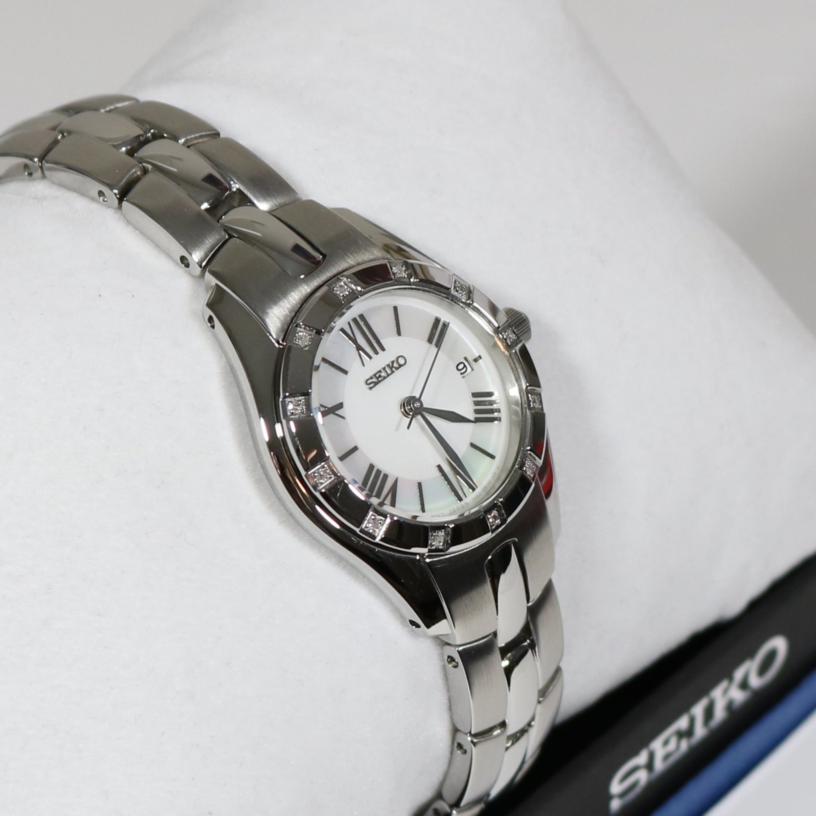 Seiko Women's Diamond Bezel Mother of Pearl Dial Watch SXDB53P1