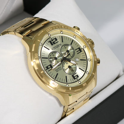 Citizen Gold Tone Men's Chronograph Gold Dial Watch AN7122-81P - Chronobuy