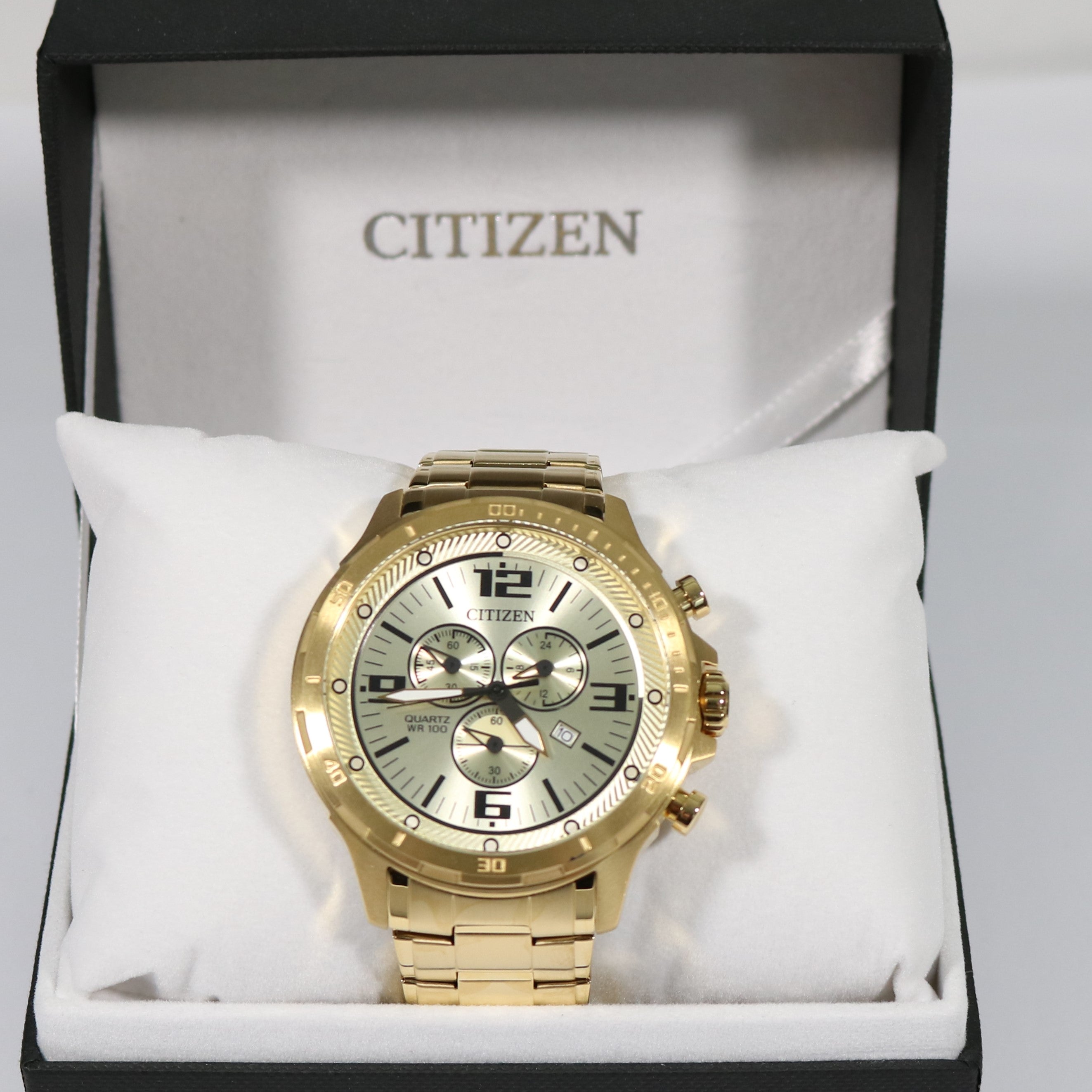 Citizen Gold Tone Men's Chronograph Gold Dial Watch AN7122-81P - Chronobuy