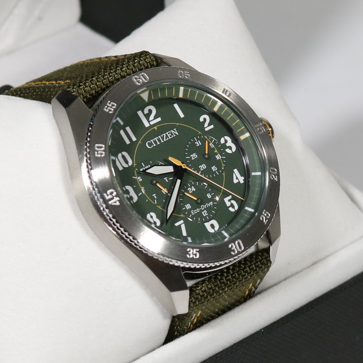 Citizen Eco Drive Green Military Style Men's Watch BU2030-09W - Chronobuy