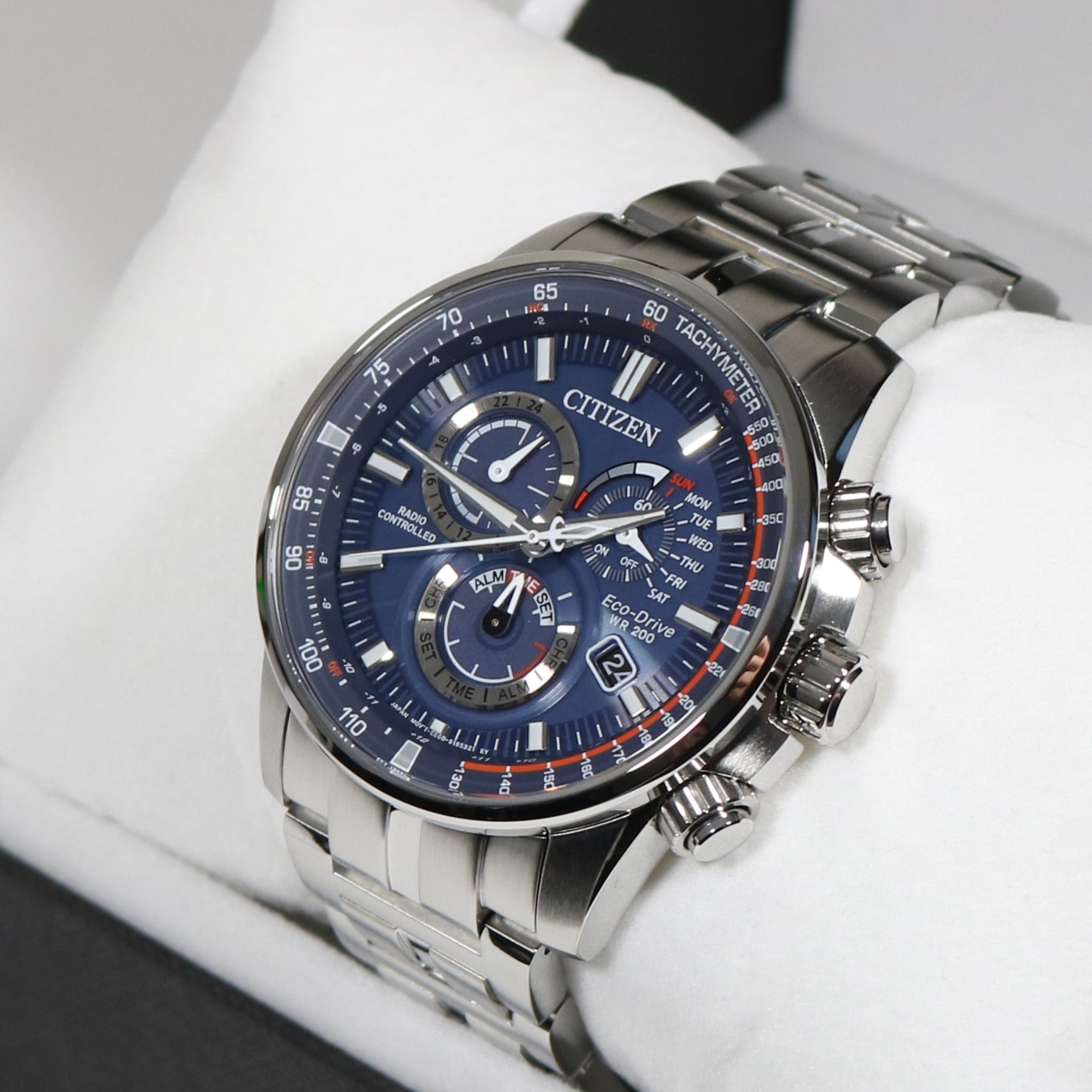 Citizen Eco-Drive PCAT Controlled Chronograph Blue Dial Watch CB5880-5 ...