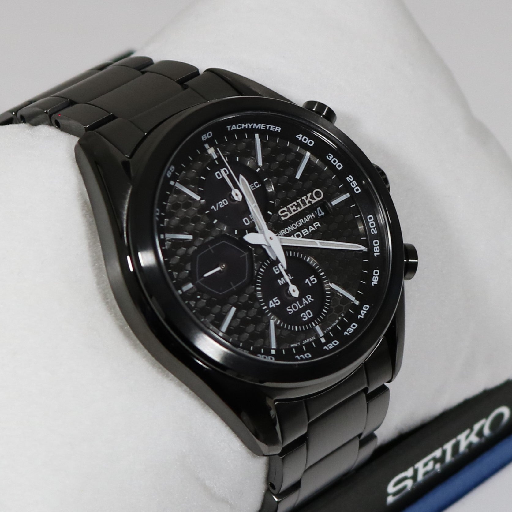 Seiko Discover Solar Black Stainless Steel Black Dial Men's Watch SSC773P1