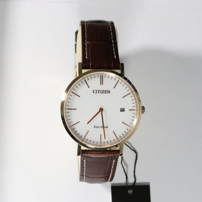 Citizen Eco Drive Elegant Gentleman's White Dial Brown Strap Watch AU1083-13A - Chronobuy