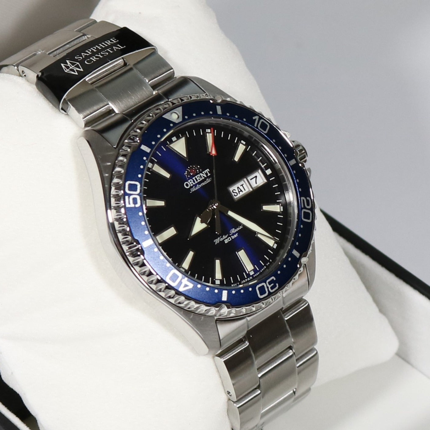 Orient Kamasu Stainless Steel Automatic Blue Dial Diver Men's Watch RA-AA002L - Chronobuy