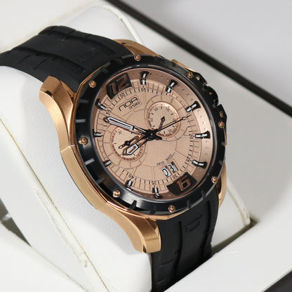 N.O.A Quartz Rose Gold Tone Stainless Steel Black Dial Men's Watch NW-SKCH002