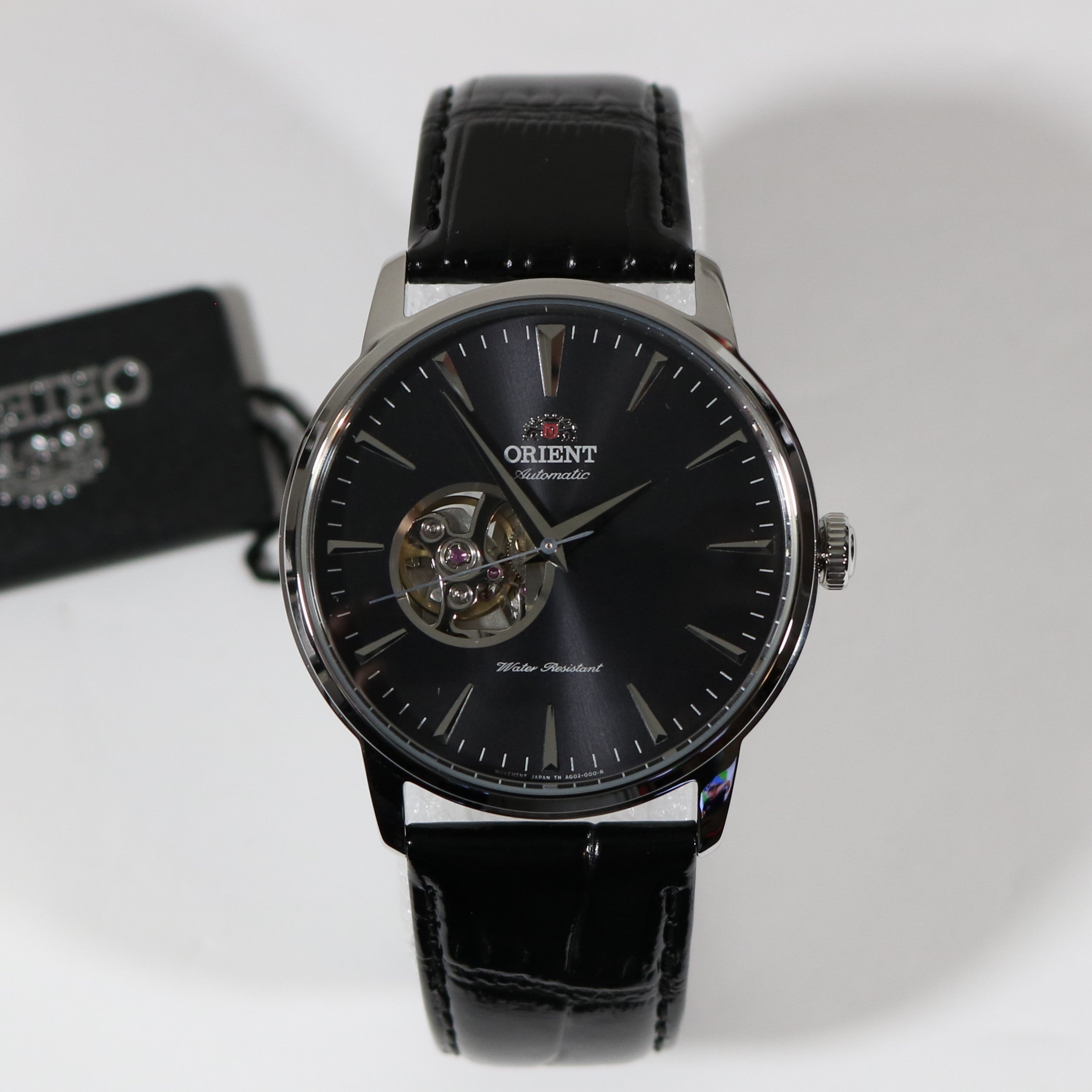 Orient Open Heart Black Dial Automatic Men's Leather Strap Watch FAG02004B0