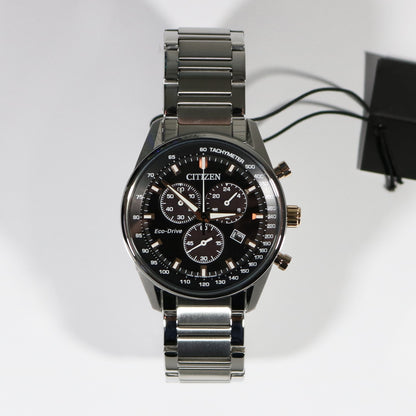 Citizen Eco-Drive Chronograph Black Dial Stainless Steel Men's Watch AT2396-86E