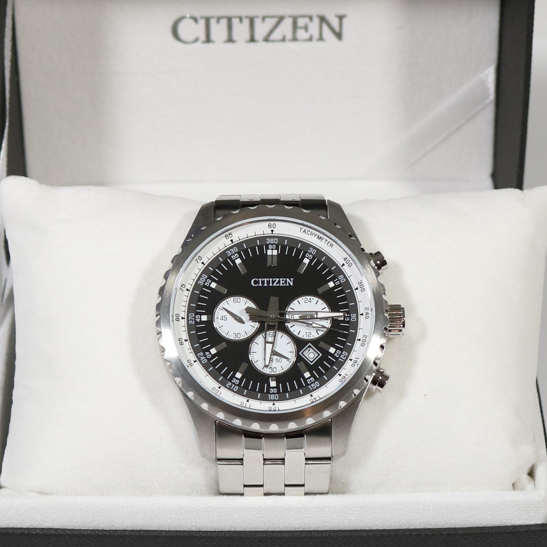 Citizen Stainless Steel Black Dial Chronograph Men's Watch AN8060-57E