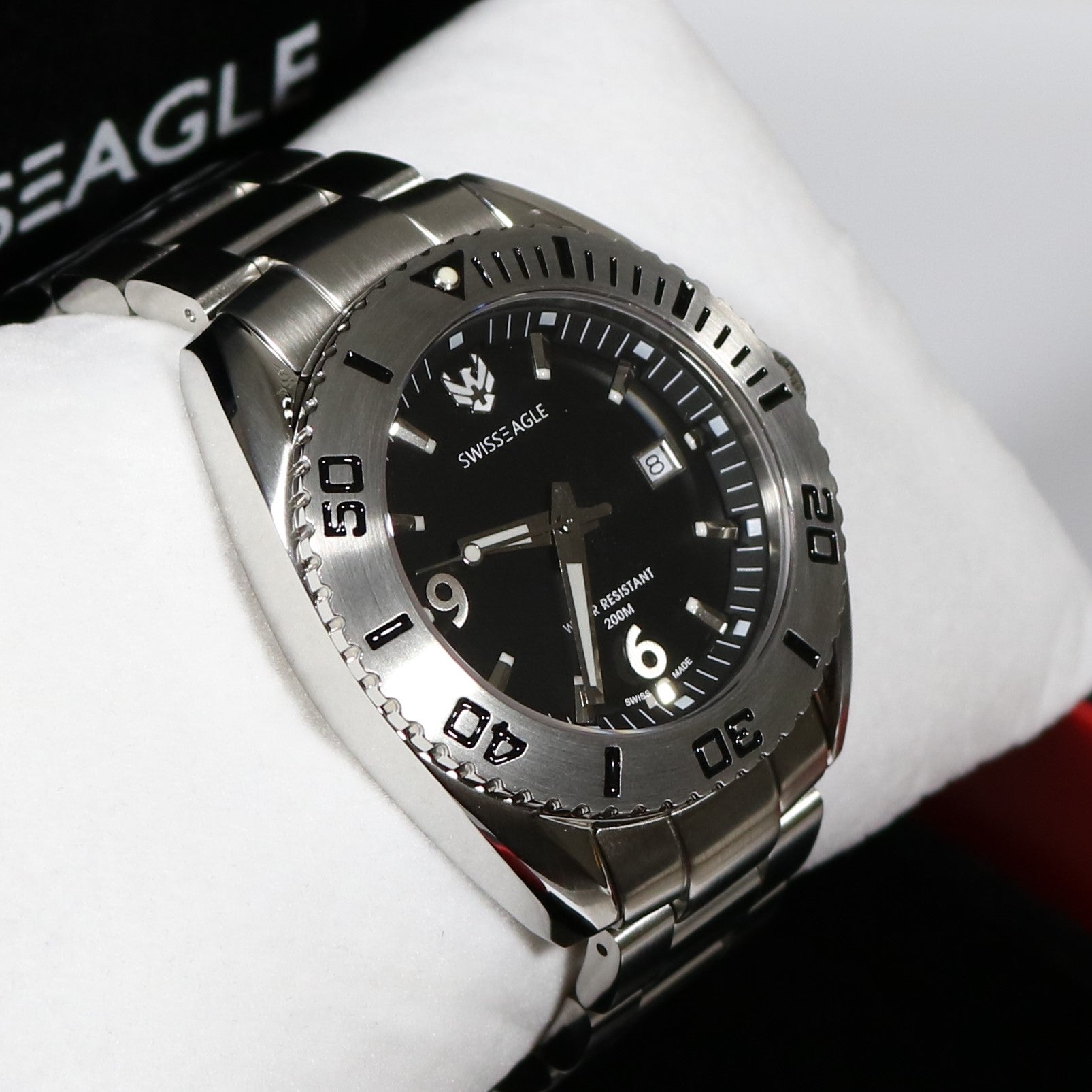 Swiss Eagle Men"s Dive Torpedo Black Dial Watch SE-9015-11 - Chronobuy