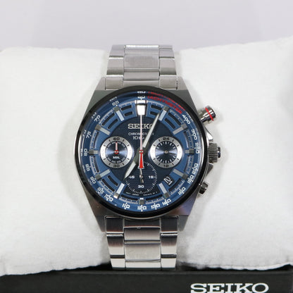 Seiko Quartz Men's Blue Dial Chronograph Stainless Steel Watch SSB407P1