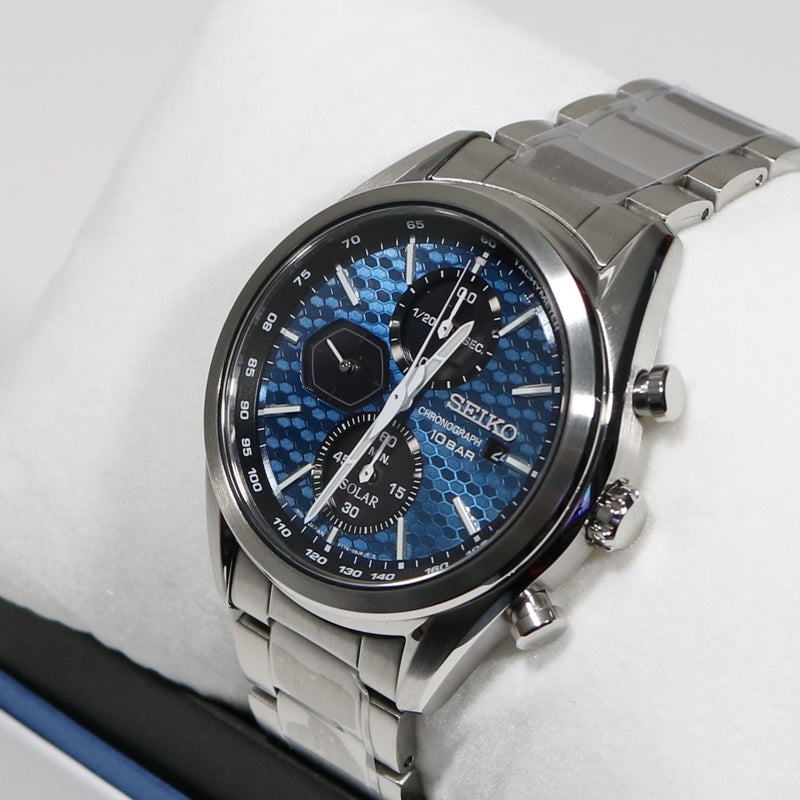 Stainless Prospex Seiko Blue Men\'s Solar – Chronograph Dial Steel Watch Chronobuy