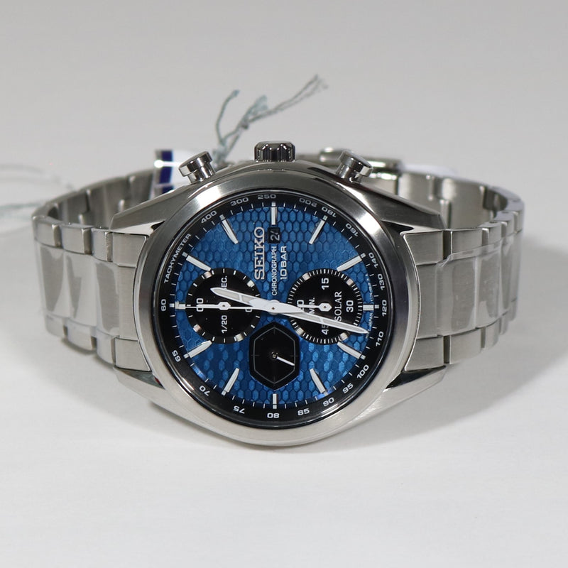 Steel Solar Watch Men\'s Blue – Dial Seiko Chronograph Prospex Chronobuy Stainless