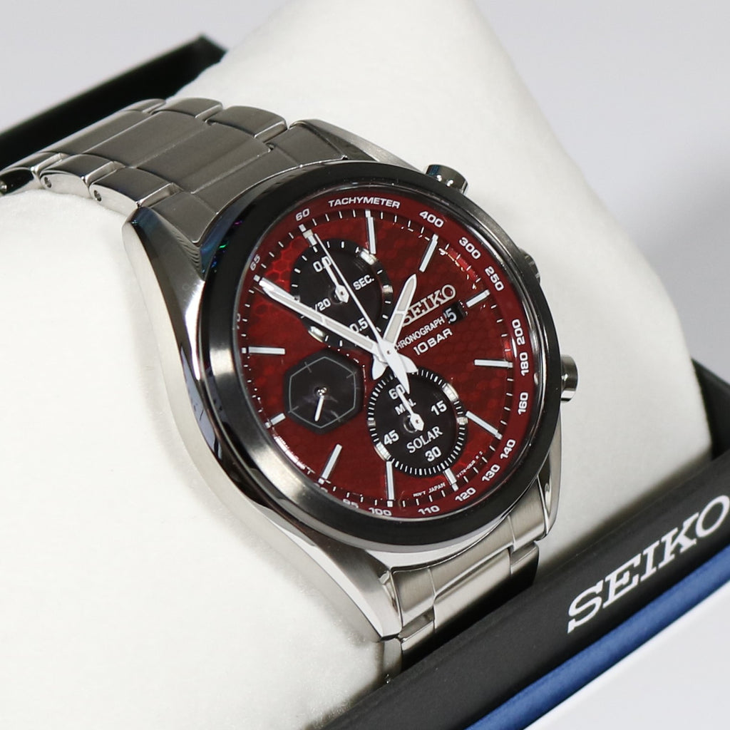 Chronobuy Watch Men\'s Chronograph Red – Seiko Dial Solar Prospex SSC771P1