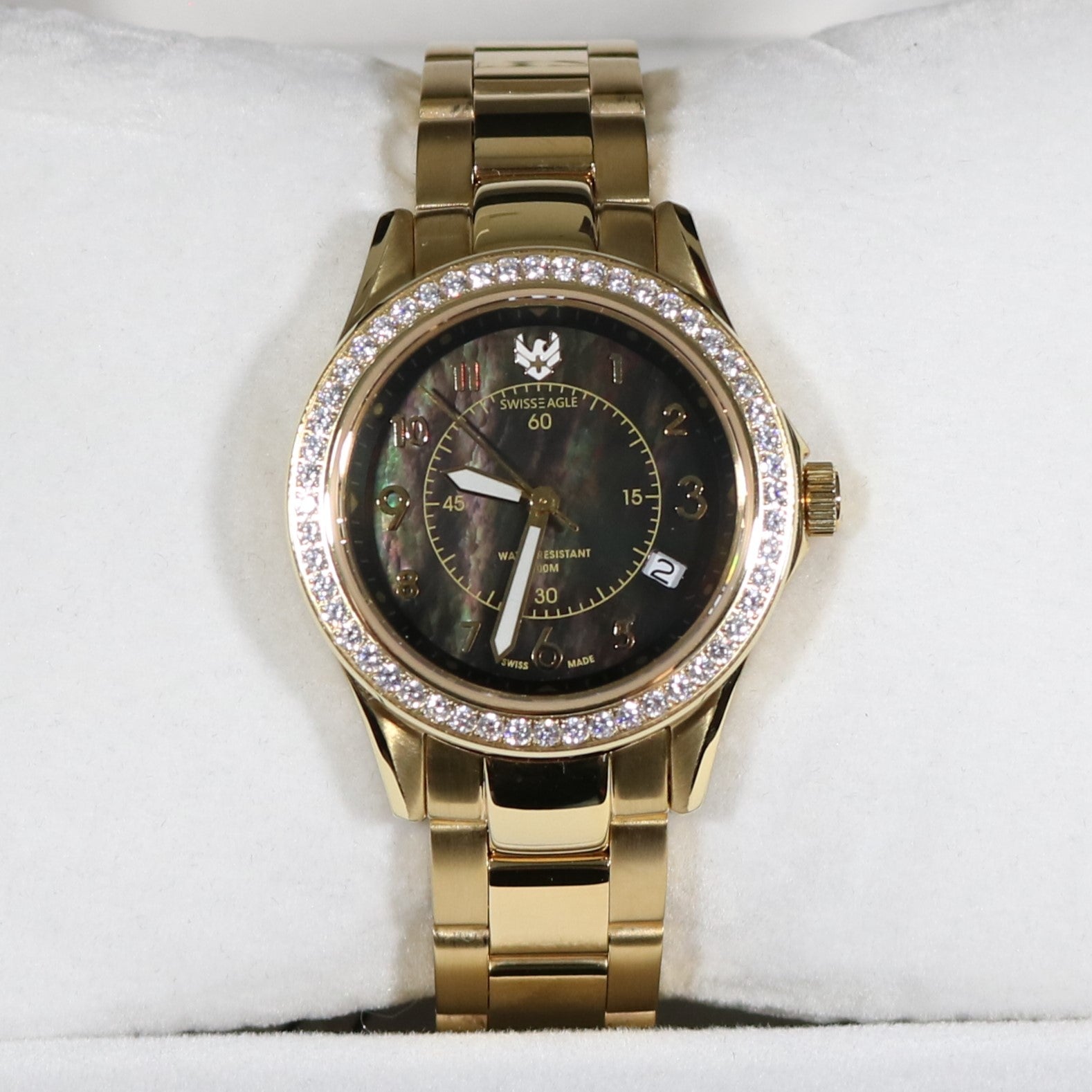 Swiss Eagle Talon Women's Gold Tone Stainless Steel Crystal Bezel Watch SE-6027-44